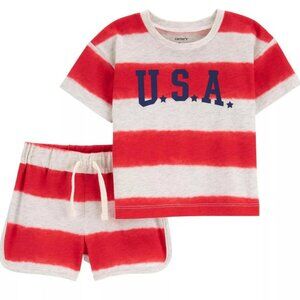 NWT. CARTER'S Baby Boy 2-Piece USA Striped Outfit Set